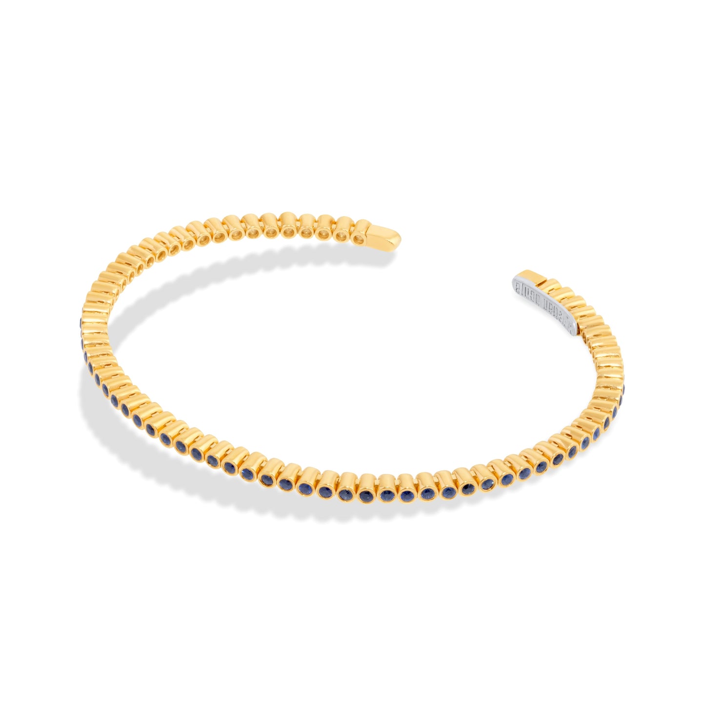 Yellow Gold Bracelet set with 1.5 Carats Blue Sapphire. - House Of Lux