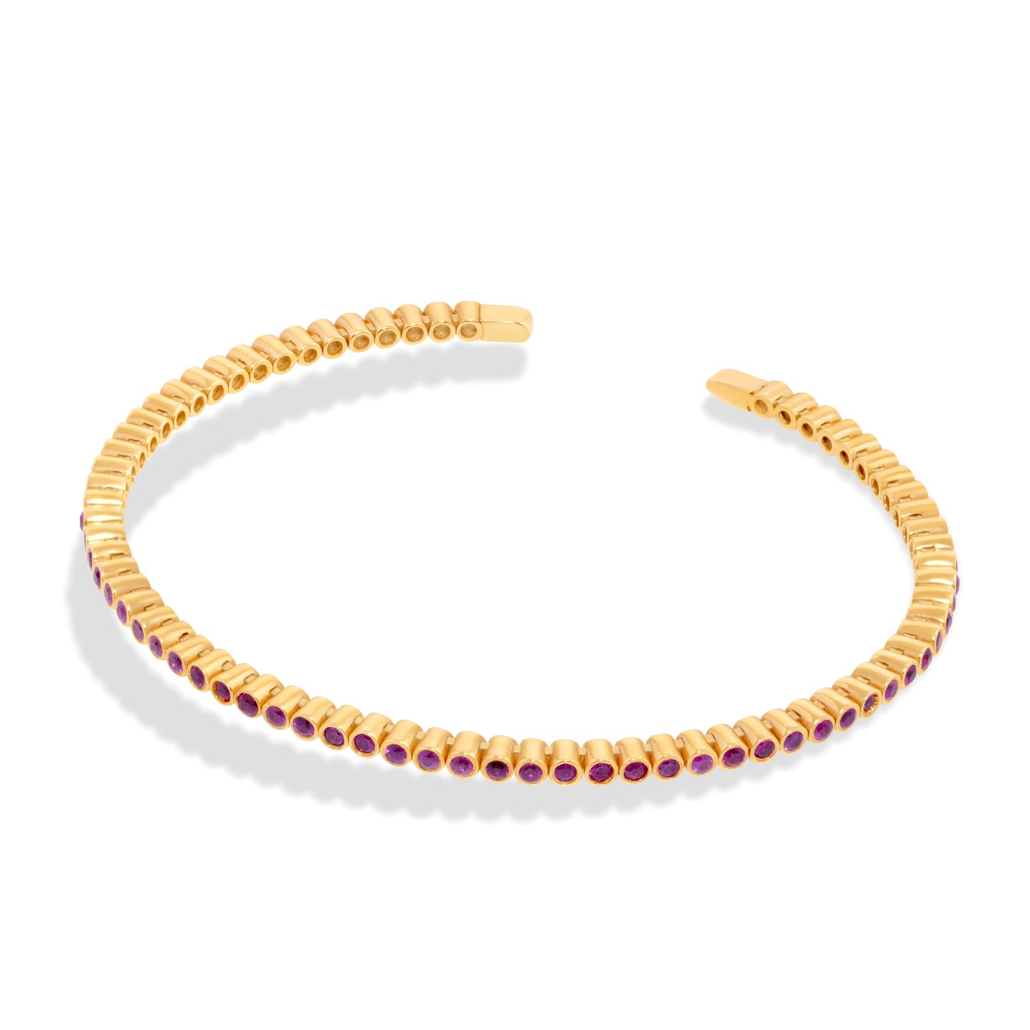 Yellow Gold Bracelet set with 1.29 Carats Pink Sapphire. - House Of Lux