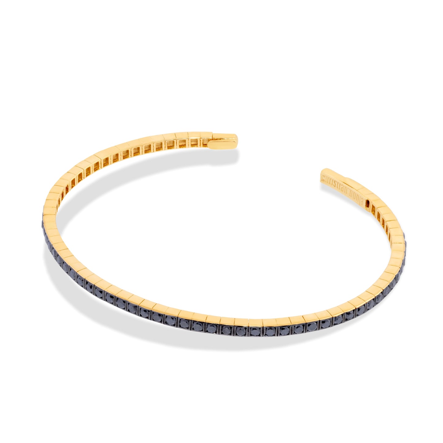 Yellow Gold Bracelet set with 2.30 Carats Black Diamonds. - House Of Lux