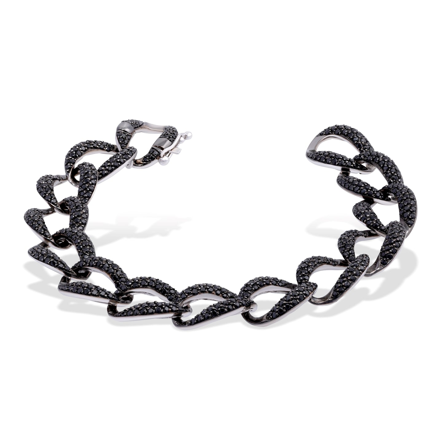 White Gold Bracelet set with 7.79 Carats Cat's Eye Stone. - House Of Lux