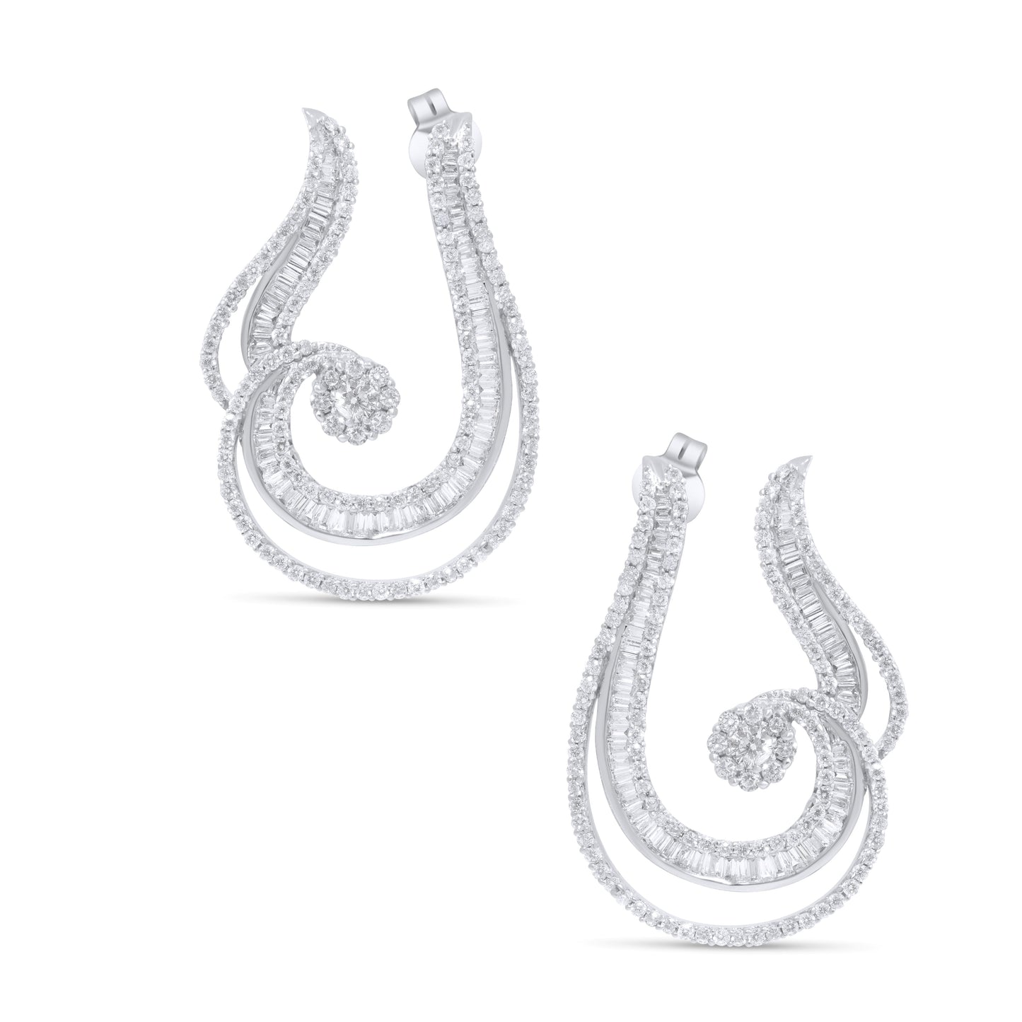 White Gold Earrings set with 1.97 Carats Diamonds. - House Of Lux