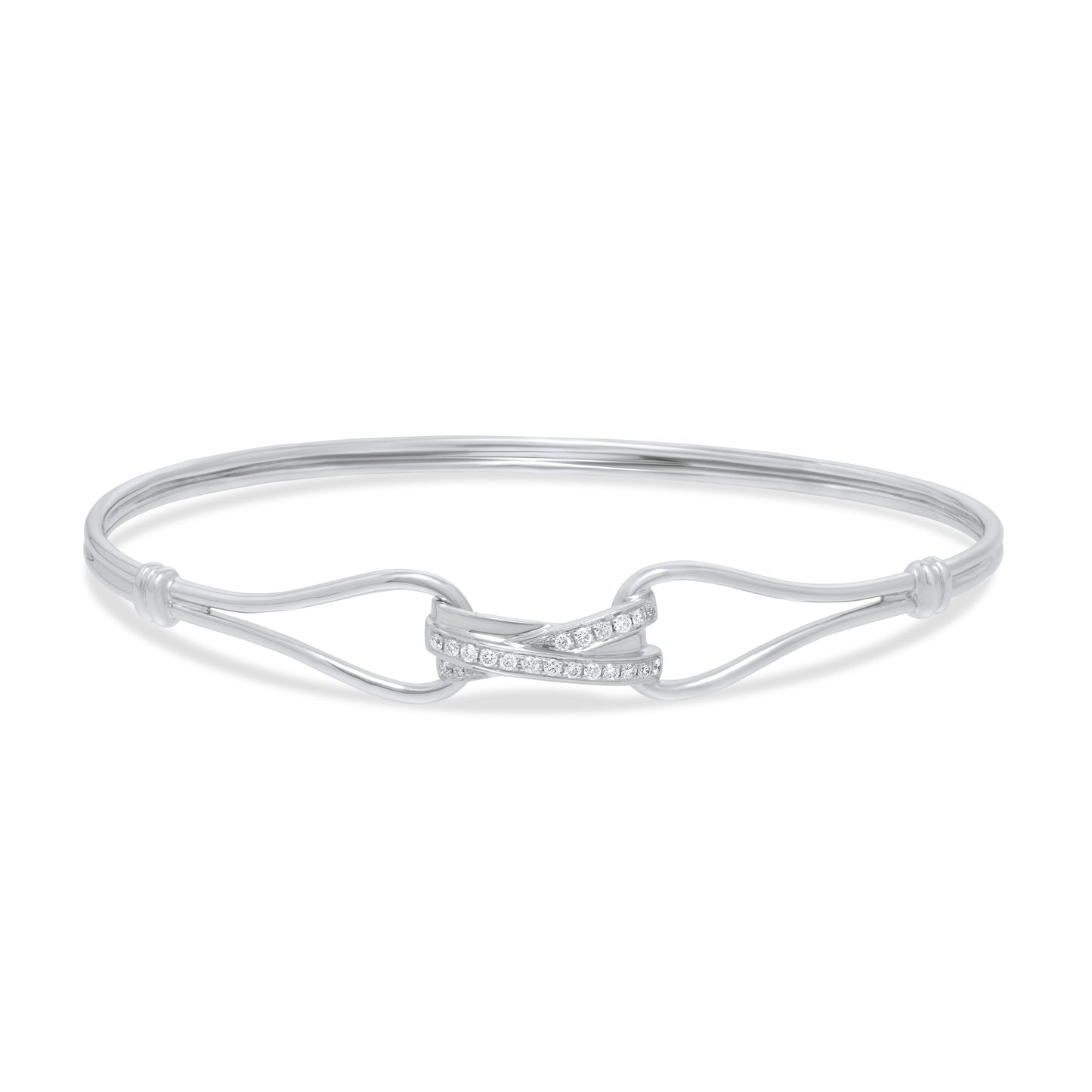 White Gold Bracelet set with 0.10 Carats Diamonds. - House Of Lux