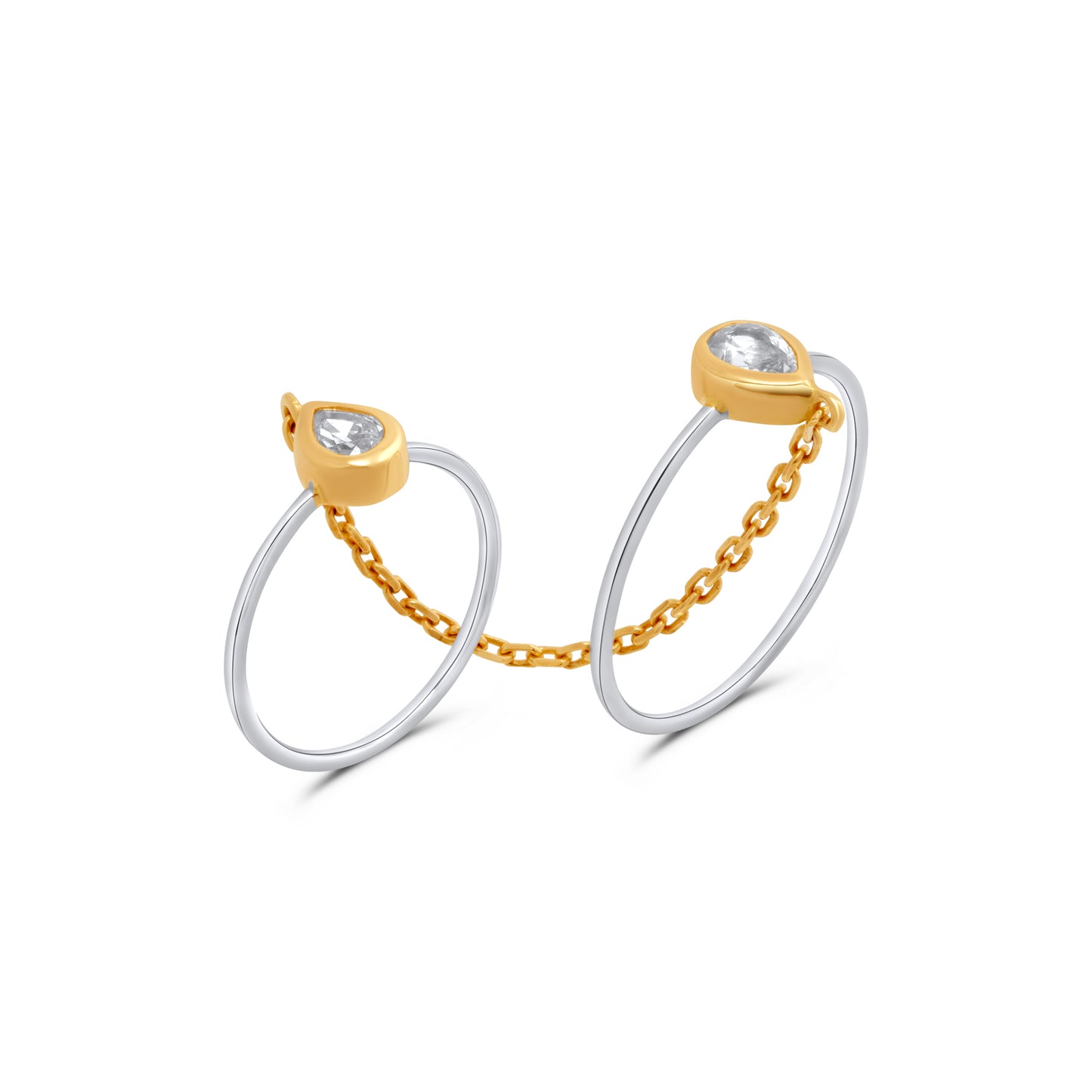 White and Yellow Gold Ring set with 0.31 Carats White Sapphire. - House Of Lux