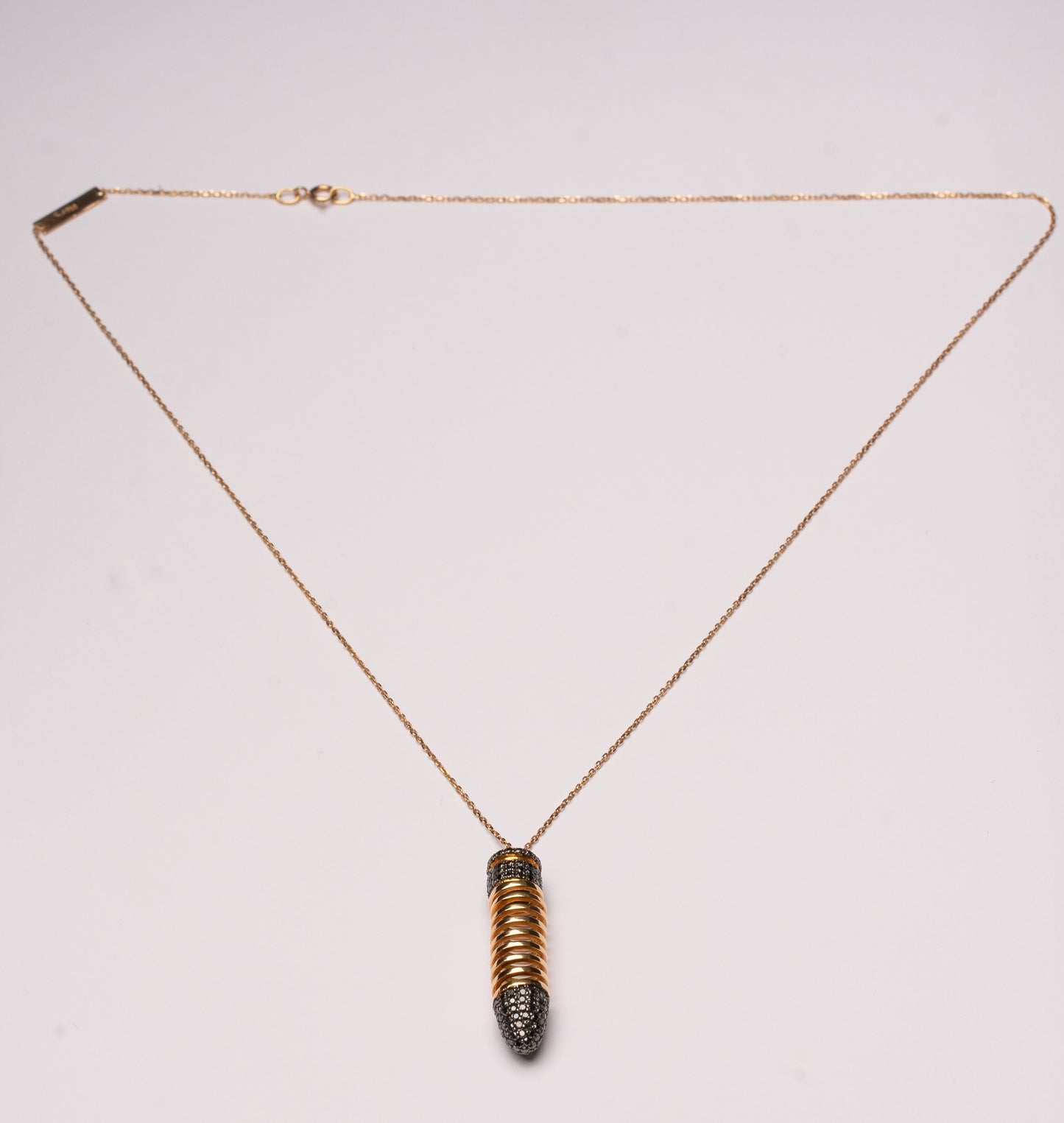 Pink Gold Necklace set with 0.98 Carats Black Diamonds. - House Of Lux
