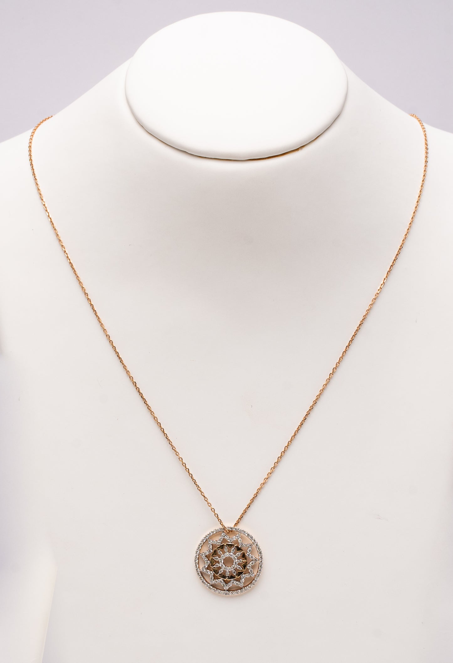 Pink Gold Necklace set with 0.42 Carats Diamonds. - House Of Lux