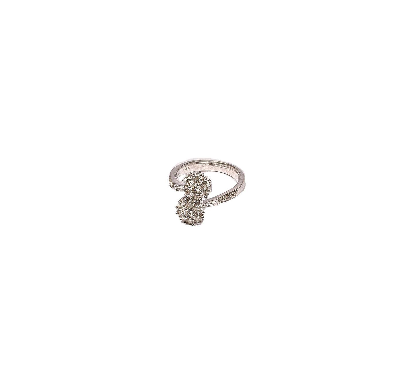 White Gold Ring, tapered, set with 1 Carat Diamonds. - House Of Lux