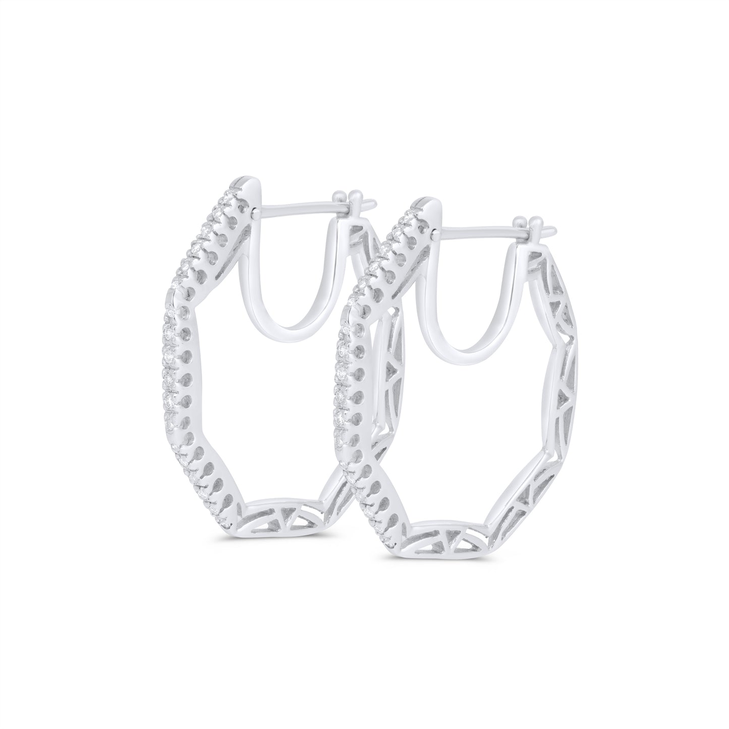 White Gold Earrings set with 0.18 Carats Diamonds. - House Of Lux