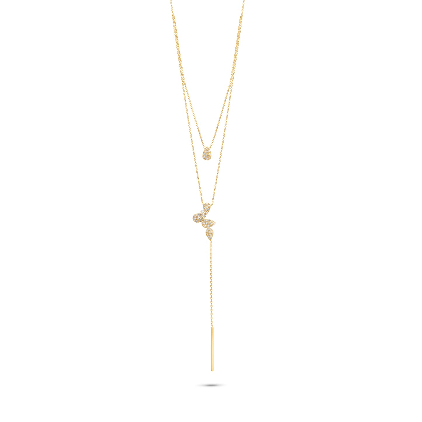Yellow Gold Necklace set with 0.50 Carats Diamonds. - House Of Lux