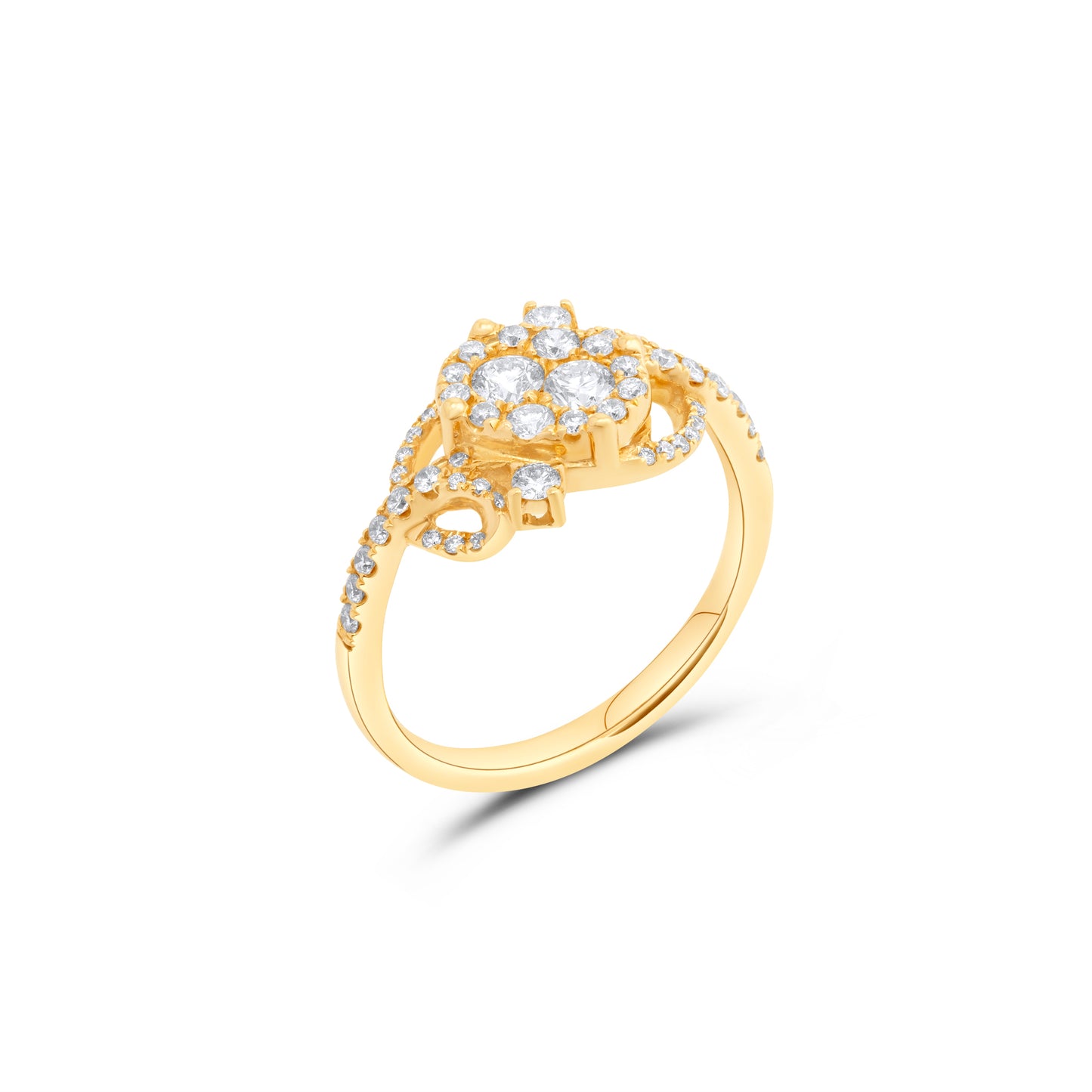 Yellow Gold Ring set with 0.68 Carats Diamonds. - House Of Lux