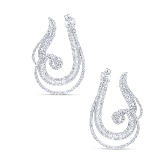 White Gold Earrings set with 1.97 Carats Diamonds.