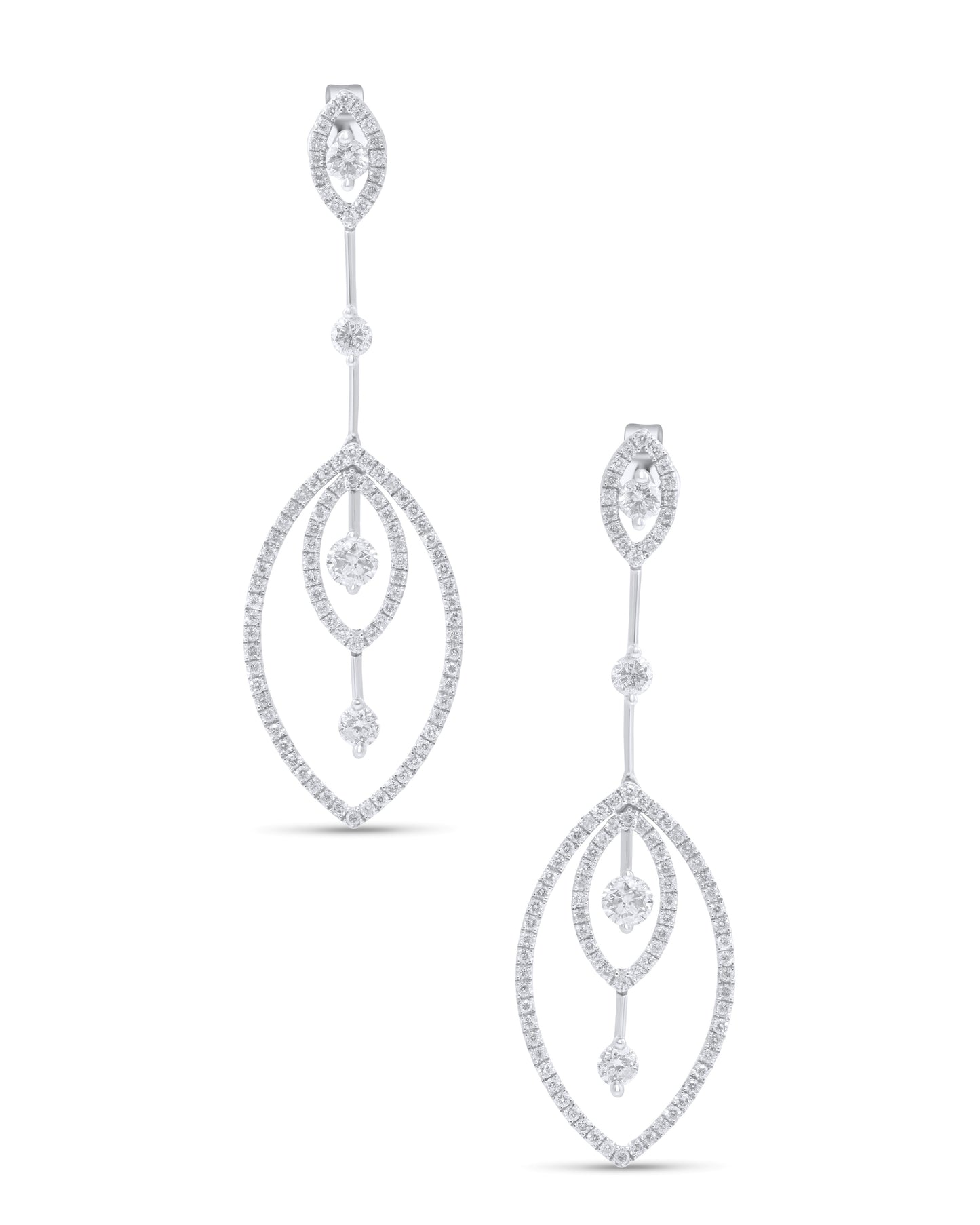 White Gold Earrings set with 1.48 Carats Diamonds.