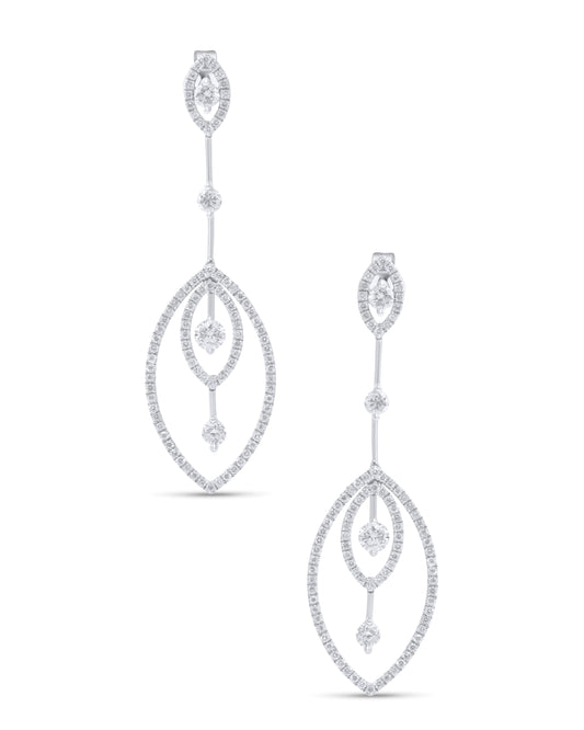 White Gold Earrings set with 1.48 Carats Diamonds.