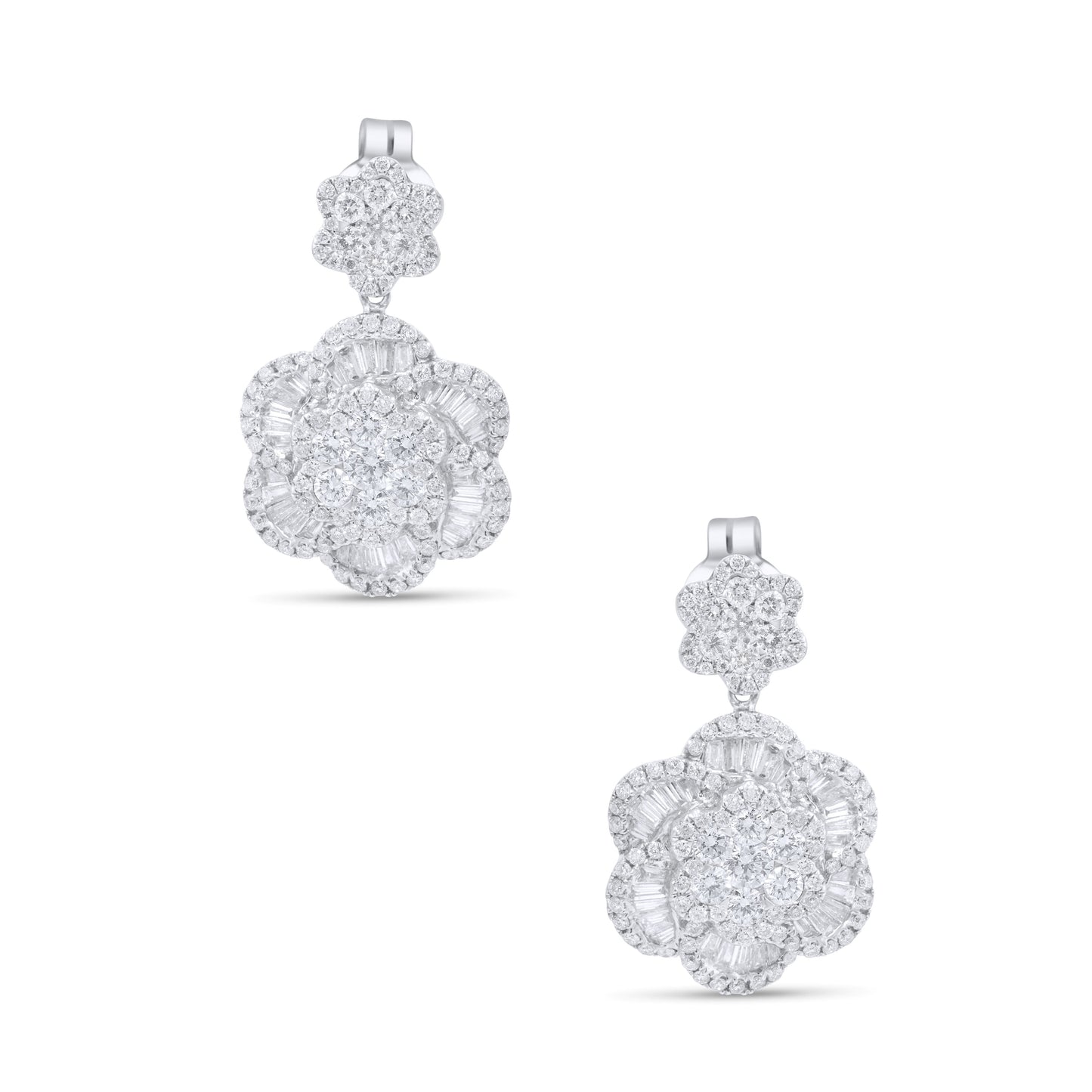 White Gold Earrings set with 2.22 Carats Diamonds.