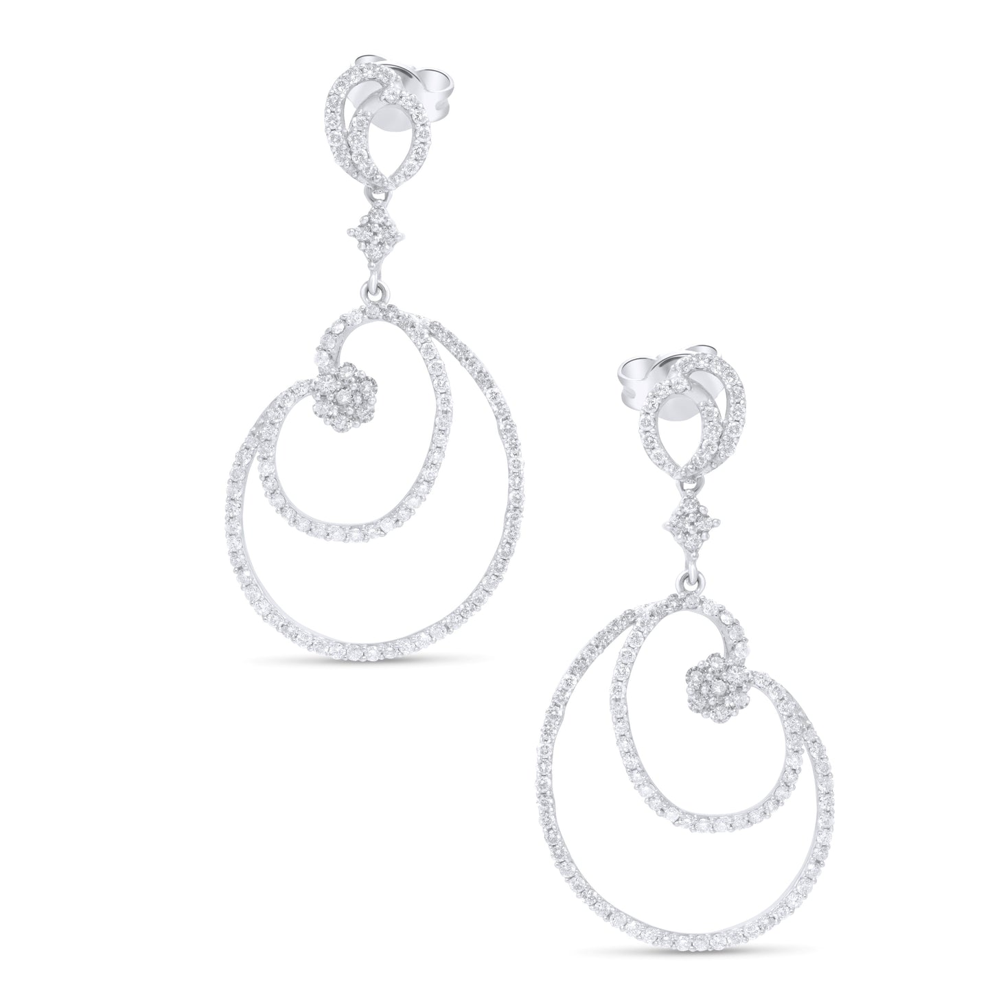 White Gold Earrings set with 1.47 Carats Diamonds.