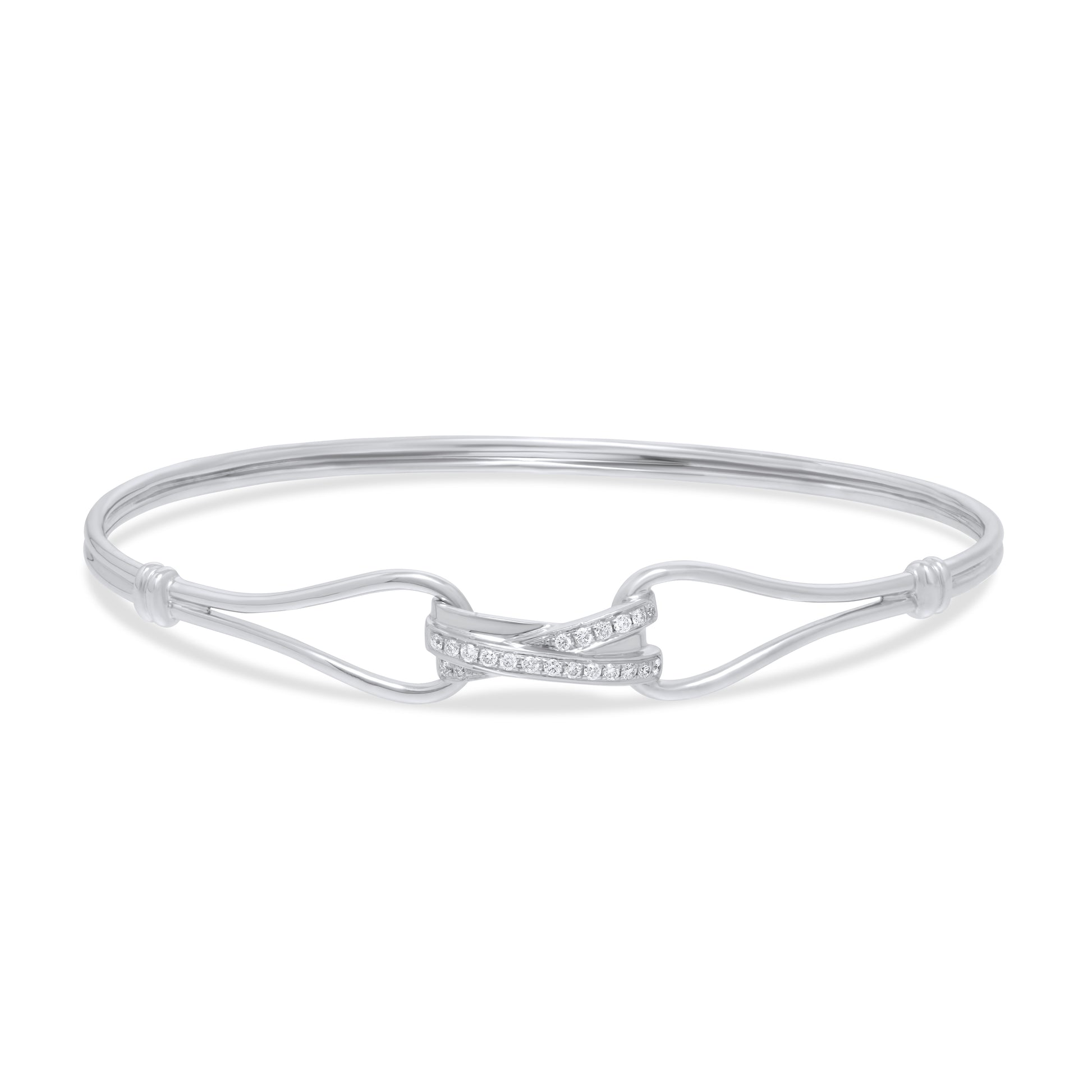 White Gold Bracelet set with 0.10 Carats Diamonds. - House Of Lux