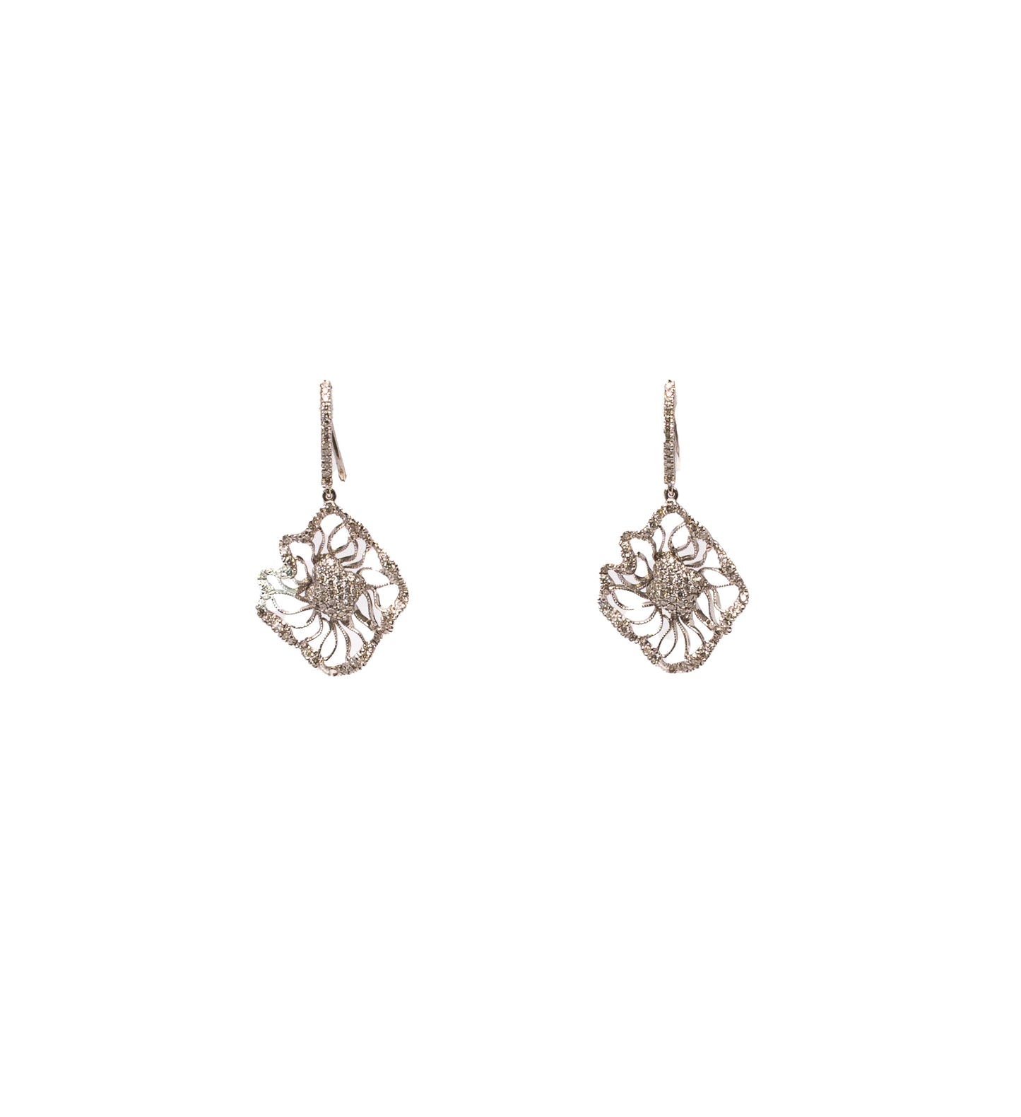 White Gold Earrings set with 1.03 Carats Diamonds.