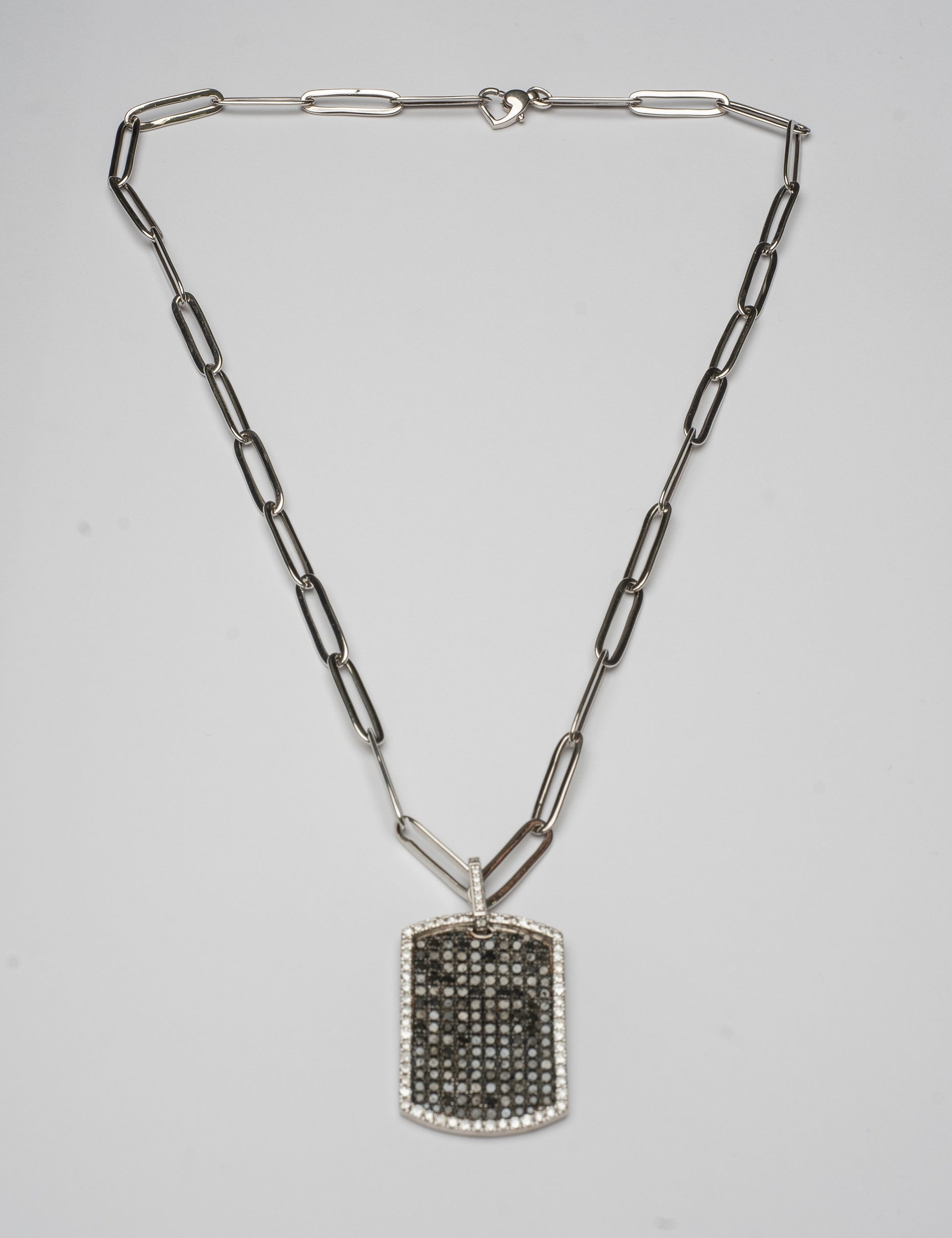 White Gold Necklace set with 1.00 Carat Diamonds and 2.80 Carats Black Diamonds. - House Of Lux