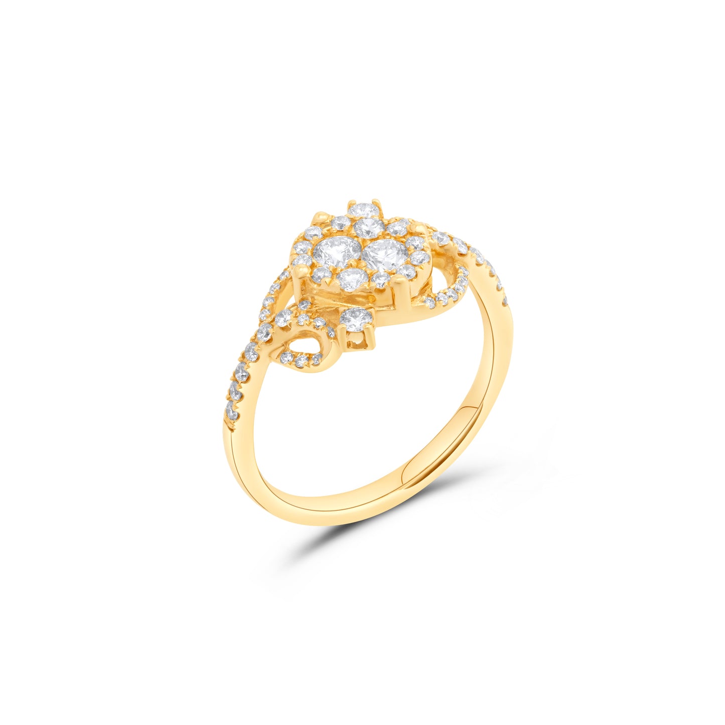 Yellow Gold Ring set with 0.68 Carats Diamonds.